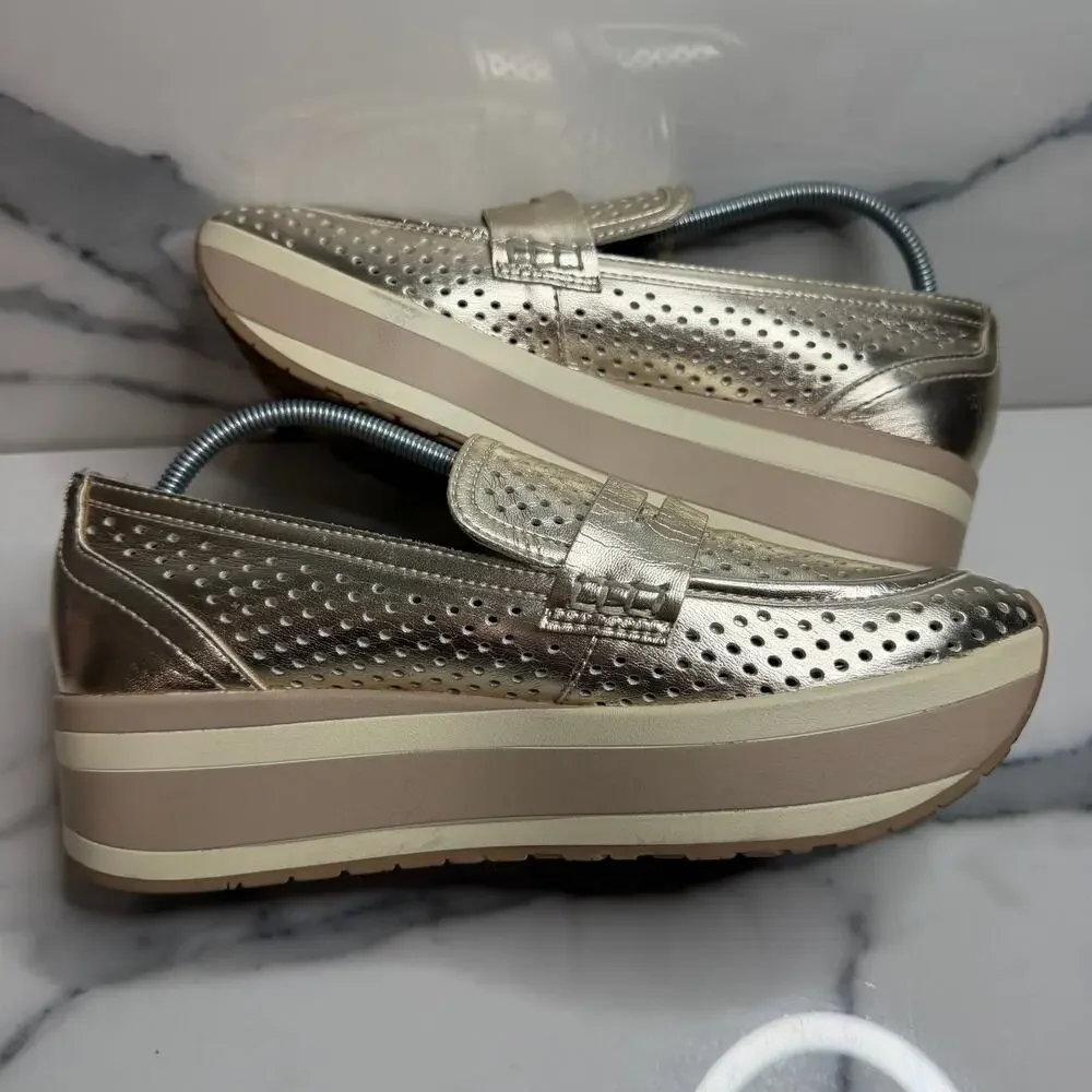 Dolce Vita Women's Gold Metallic Platform Janine Loafer Sz 8.5 Fashion Sneakers - Picture 5 of 7